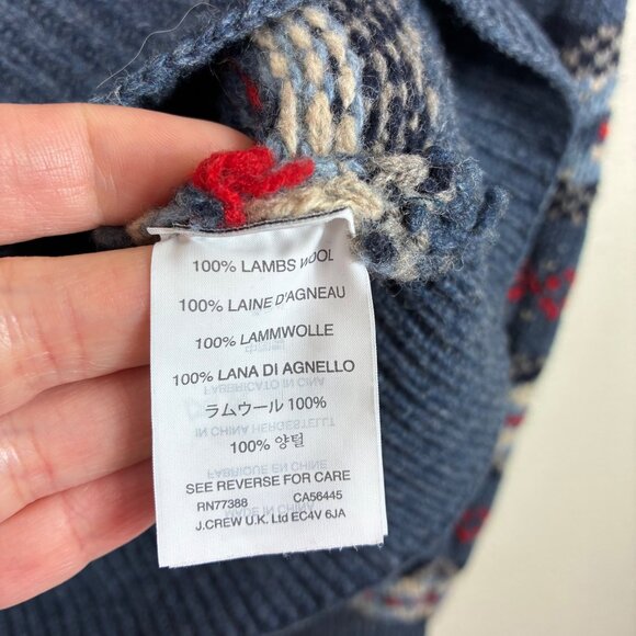 J. Crew 100% Lambswool Fair Isle Sweater Sz Medium Grandpacore - Picture 5 of 6